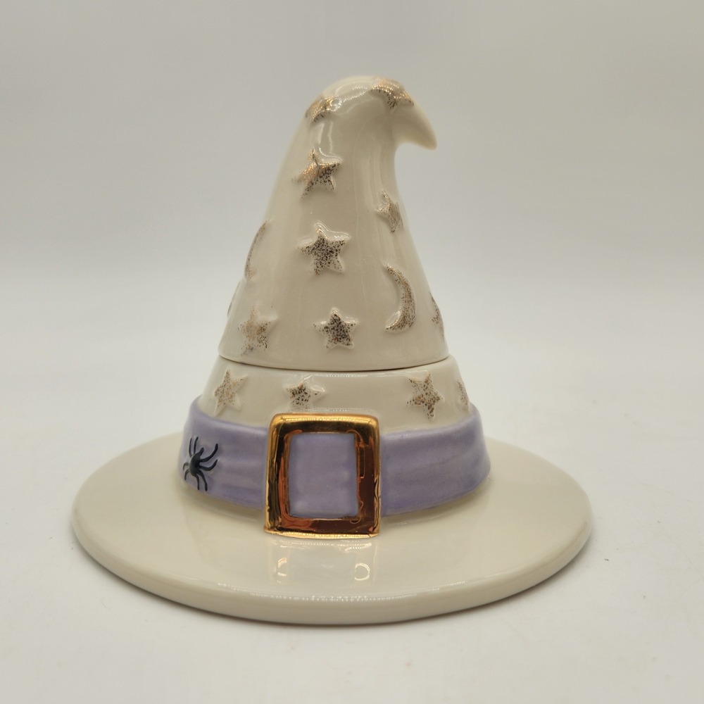 Lenox Halloween Witch Hat Votive Porcelain Holder Gold Stars DiscontinuedVintage